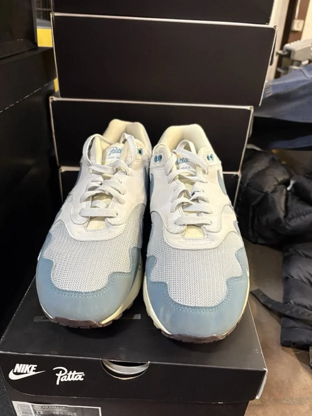 WORN Men’s Nike Air Max 1 Patta Waves Noise Aqua DH1348-004 Size 12 WITH BOX